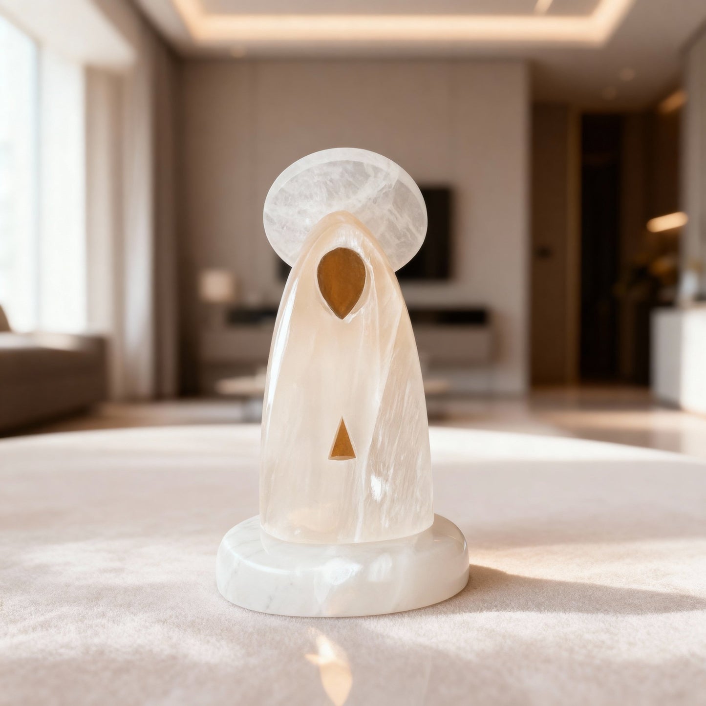 Nossa Senhora: Clareza Espiritual — Escultura em Selenita - Sensí